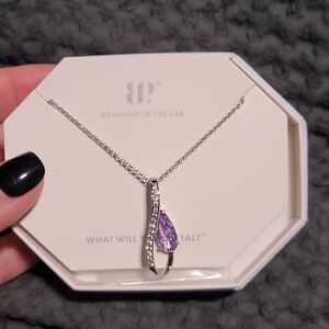 Silver Necklace with Purple Gemstone by JP